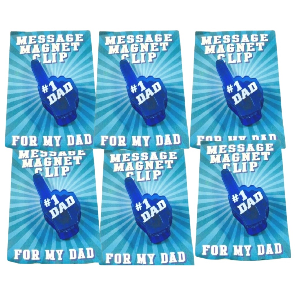 🖤 Lot of 6 Message Magnet Clip Blue "#1 Dad" Fan Father's Day Gift NEW